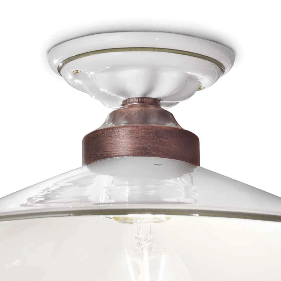 Vintage Ceiling Lamp in Ceramic and Handmade Iron in 3 Sizes - Asti Viadurini