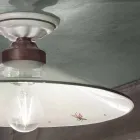 Vintage Ceiling Lamp in Ceramic and Handmade Iron in 3 Sizes - Asti Viadurini