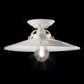 Vintage design ceiling lamp in polished ceramic and with golden screws Elsa