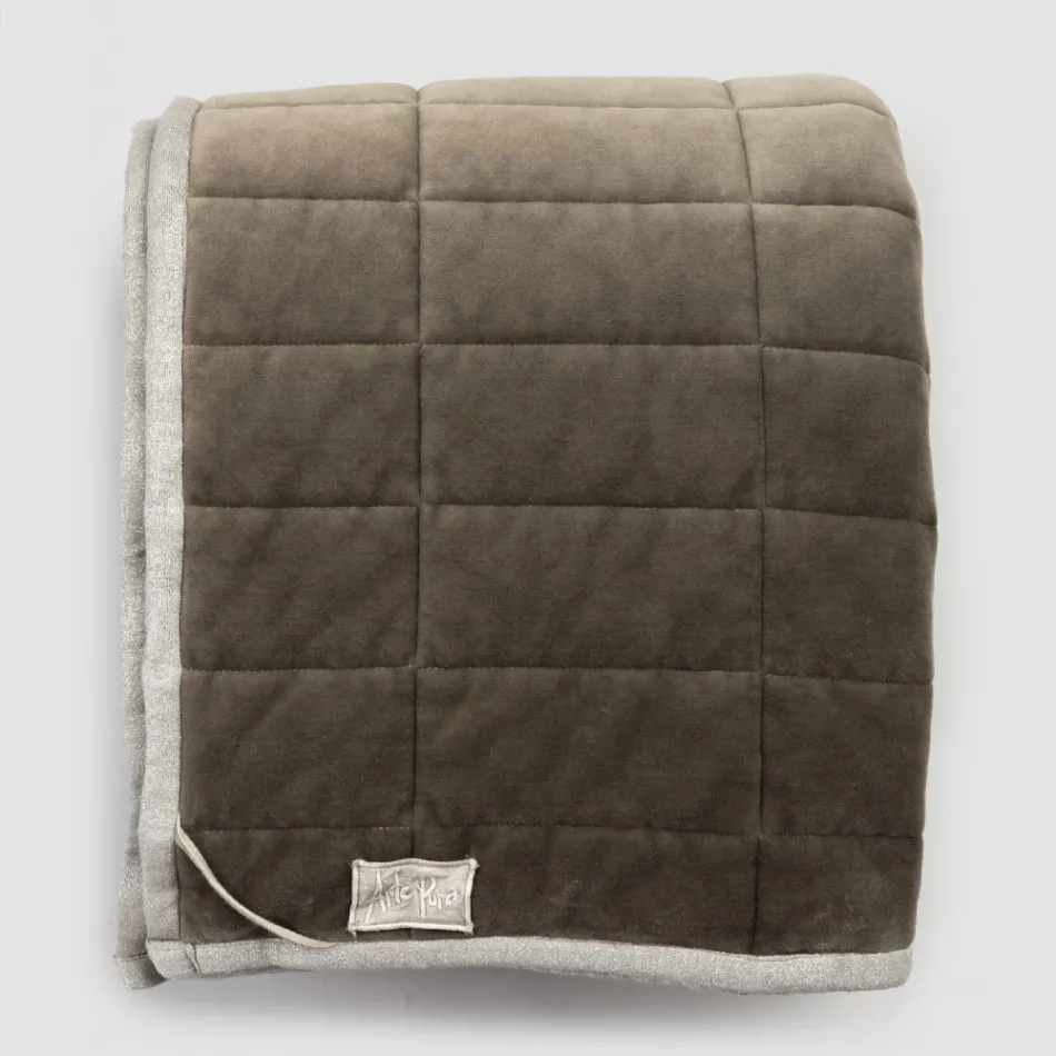 Plaid in Cotton Satin and Chenille with Lurex, Chalk or Retro Border - Tortoro Viadurini