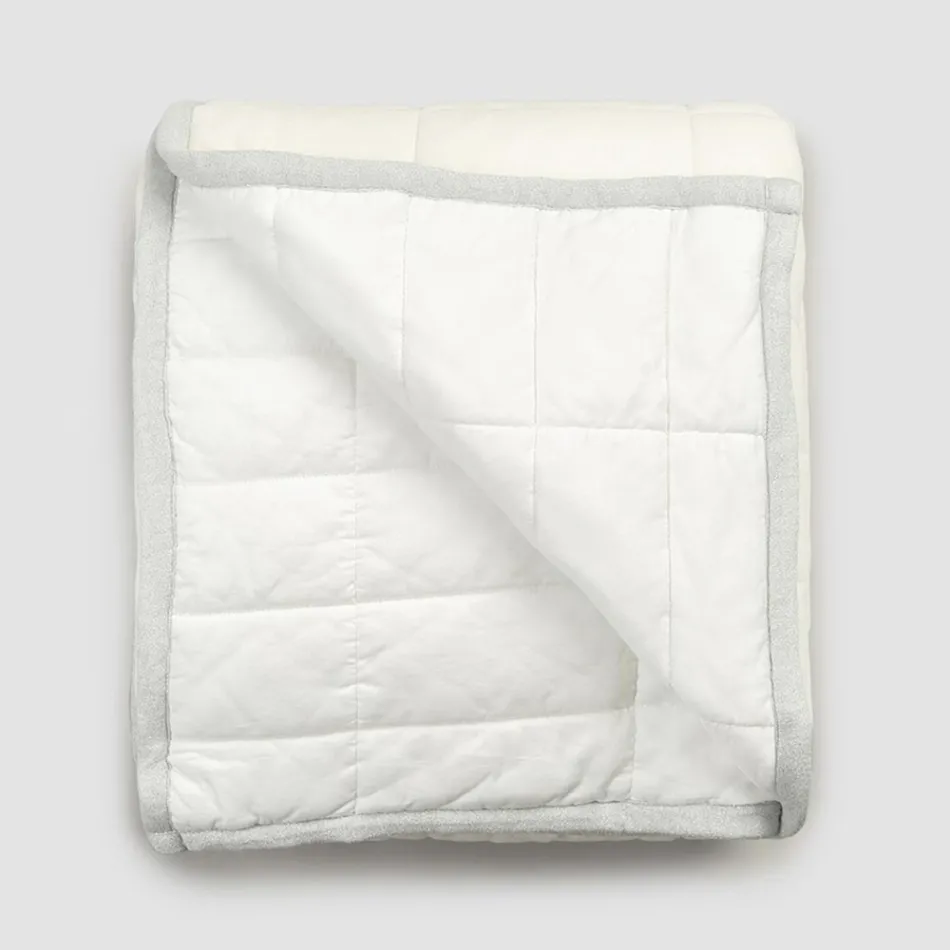 Plaid in Cotton Satin and Chenille with Lurex, Chalk or Retro Border - Tortoro Viadurini