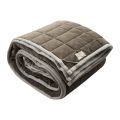 Plaid in Cotton Satin and Chenille with Lurex, Chalk or Retro Border - Taupe