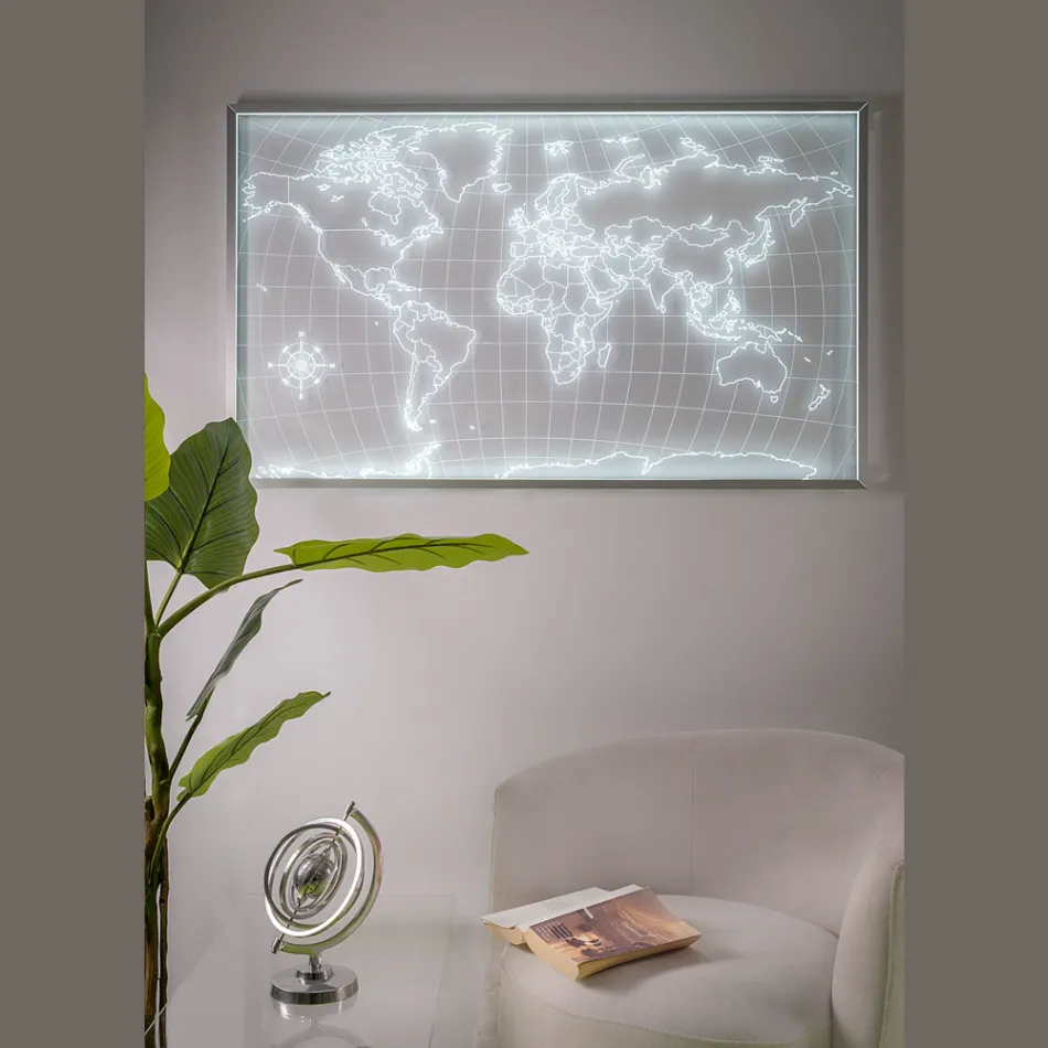 Amaris Illuminated Wall Planisphere Made of Plexiglass Made in Italy Viadurini