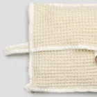 Natural White Honeycomb Cotton Clutch Bag with Mother of Pearl Button - Anteha Viadurini