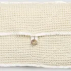 Natural White Honeycomb Cotton Clutch Bag with Mother of Pearl Button - Anteha Viadurini