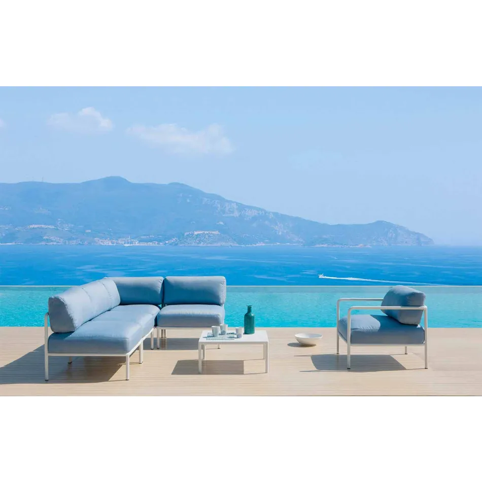 Central Modular Armchair for Outdoor in Metal and Fabric Made in Italy - Cola Viadurini