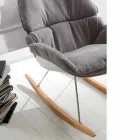 Rocking armchair with soft gray cushion with removable modern Acacia cover Viadurini
