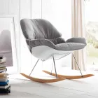 Rocking armchair with soft gray cushion with removable modern Acacia cover Viadurini