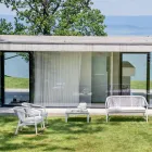 Outdoor Rocking Armchair in Solid Wood and Fabric - Smart by Varaschin Viadurini