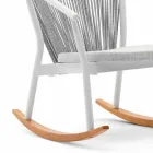 Outdoor Rocking Armchair in Solid Wood and Fabric - Smart by Varaschin Viadurini