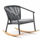 Outdoor Rocking Armchair in Solid Wood and Fabric - Smart by Varaschin Viadurini