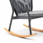 Outdoor Rocking Armchair in Solid Wood and Fabric - Smart by Varaschin Viadurini