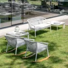Outdoor Rocking Armchair in Solid Wood and Fabric - Smart by Varaschin Viadurini