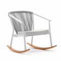 Outdoor Rocking Armchair in Solid Wood and Fabric - Smart by Varaschin