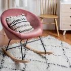 Upholstered Rocking Armchair Velvet Effect Scandinavian Design - Pippy Viadurini