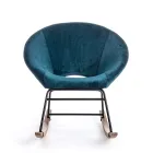 Upholstered Rocking Armchair Velvet Effect Scandinavian Design - Pippy Viadurini