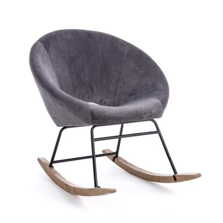 Upholstered Rocking Armchair Velvet Effect Scandinavian Design - Pippy Viadurini