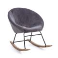 Upholstered Rocking Armchair Velvet Effect Scandinavian Design - Pippy