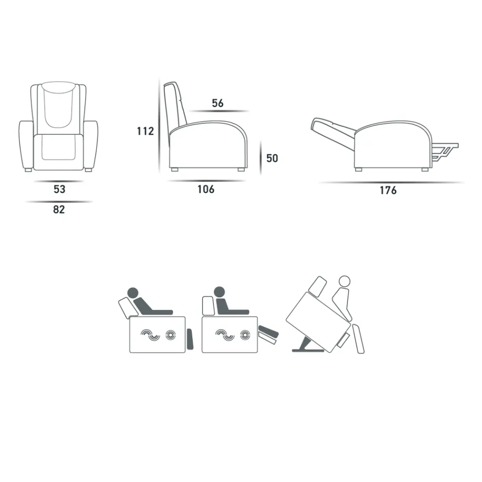 2 motor lift chair with shiatsu massage made in Italy Bria Viadurini