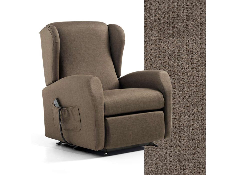 Lift Armchair with Extra Large Seat in Made in Italy Fabric - Margaret Viadurini
