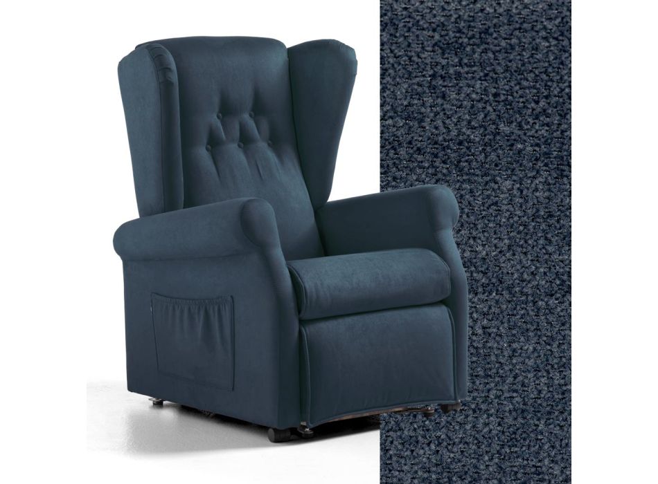 Fabric Lift Armchair with Lift, Relax and Bed Functions - Romina Viadurini