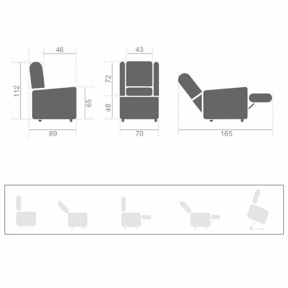 Lift Relax Armchair with Movement on Wheels with 2 Motors - Juliette Viadurini