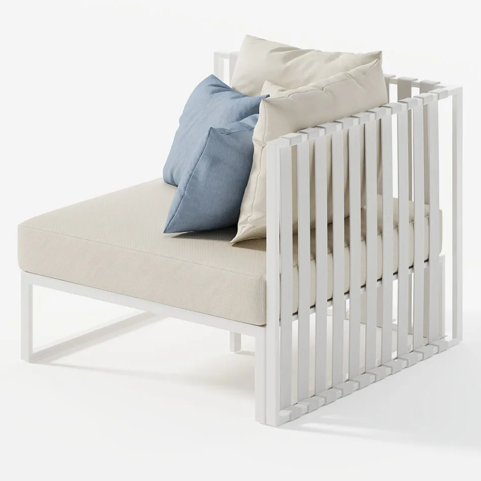 Right Corner Outdoor Armchair in Aluminum and Straps Made in Italy - Juliediv Viadurini