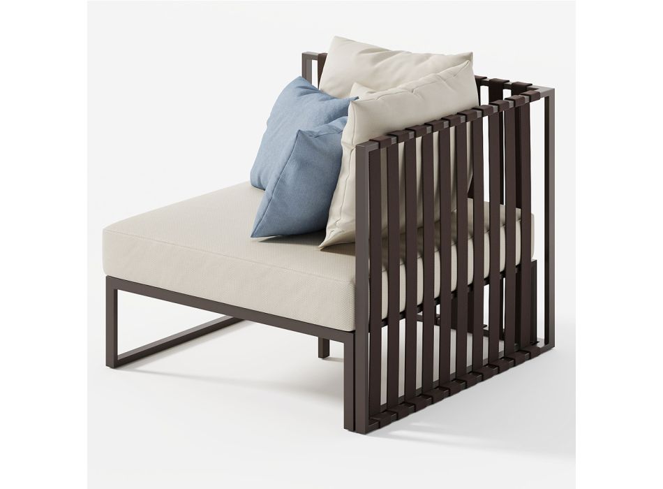 Right Corner Outdoor Armchair in Aluminum and Straps Made in Italy - Juliediv Viadurini