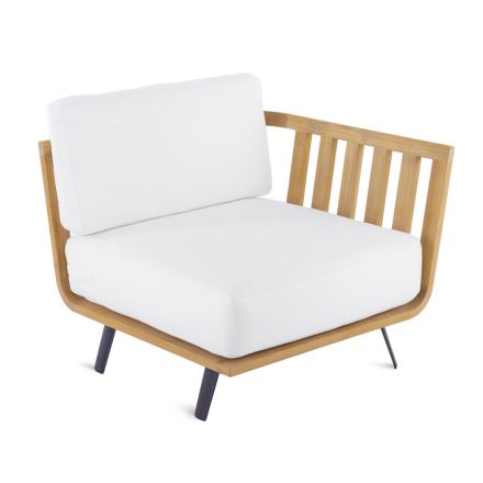 Outdoor Left Corner Armchair in Teak With or Without Rope Made in Italy - Taranee Viadurini