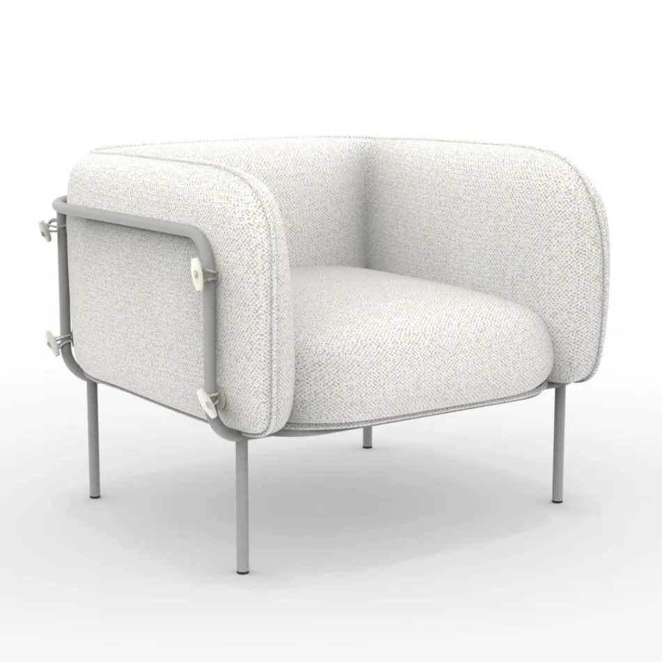 Low Outdoor Armchair with Padded Seat Made in Italy - Planter Viadurini