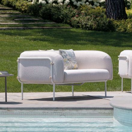 Low Outdoor Armchair with Padded Seat Made in Italy - Planter Viadurini
