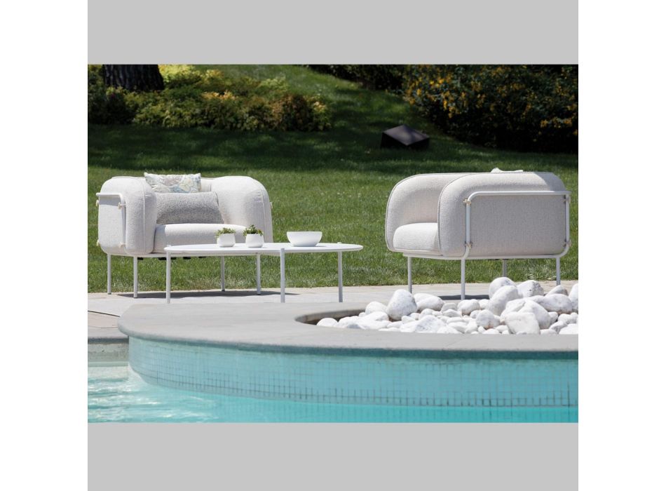 Low Outdoor Armchair with Padded Seat Made in Italy - Planter Viadurini