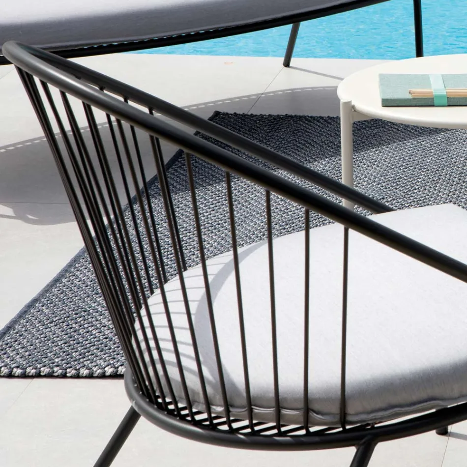 Low Stackable Garden Armchair in Steel Made in Italy - Sansa Viadurini