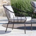 Low Garden Armchair in Metal and Cushion Made in Italy - Fontana
