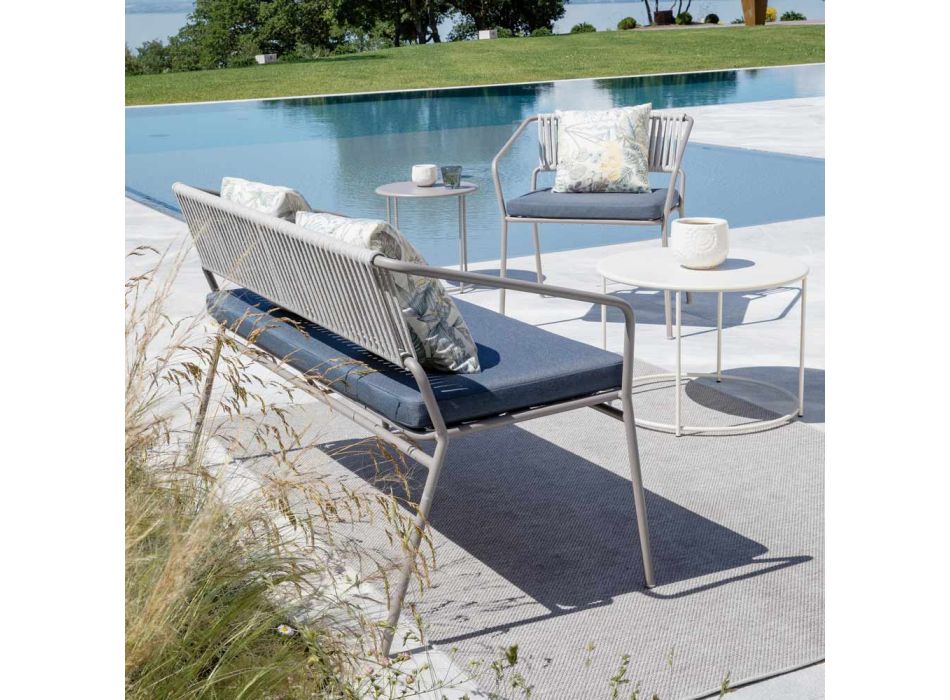 Low Garden Armchair with Cushion Included Made in Italy - Prato Viadurini