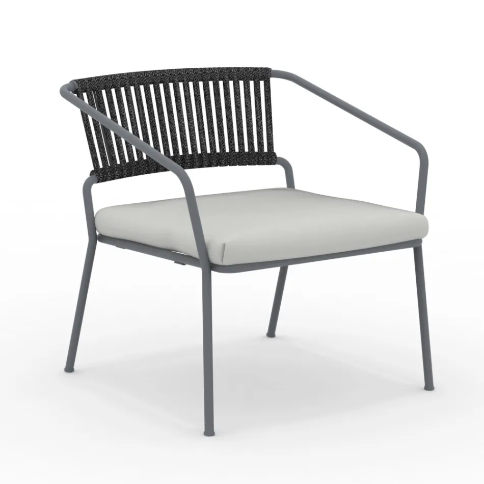 Low Garden Armchair with Cushion Included Made in Italy - Prato Viadurini