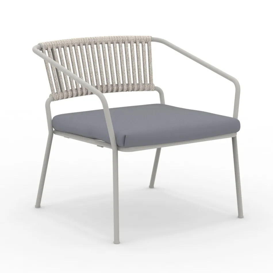 Low Garden Armchair with Cushion Included Made in Italy - Prato Viadurini