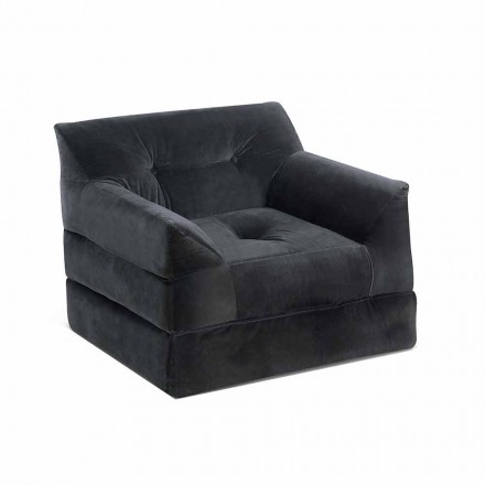 Modern Lounge Chair in Gray Velvet - Germana Viadurini