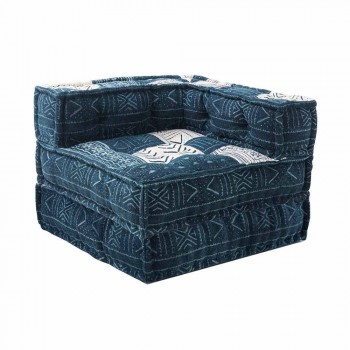 Chaise Longue Armchair of Ethnic Design in Patchwork Cotton, for Living Room - Fiber