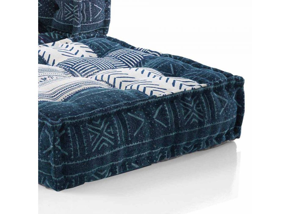 Ethnic Design Chaise Longue armchair in Gray or Blue Velvet - Fiber Viadurini