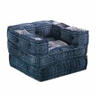 Ethnic Design Chaise Longue Armchair in Gray or Blue Velvet - Fiber Viadurini