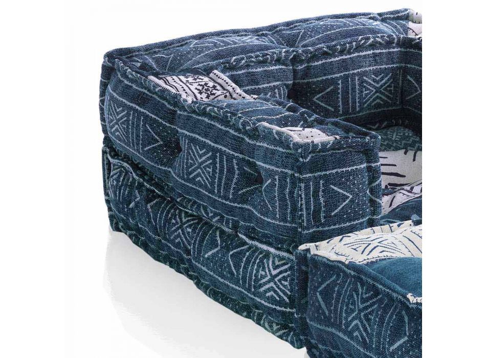 Ethnic Design Chaise Longue armchair in Gray or Blue Velvet - Fiber Viadurini
