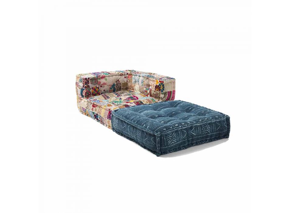 Chaise Longue armchair in Patchwork Cotton for Ethnic Design Lounge - Fiber