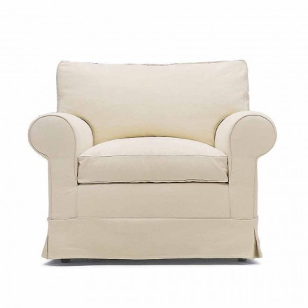 Classic Living Room Armchair Upholstered in Made in Italy Fabric - Andromeda Viadurini