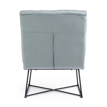 Classic Armchair in Steel and Upholstered Seat in 2 Color Velvet - Guire