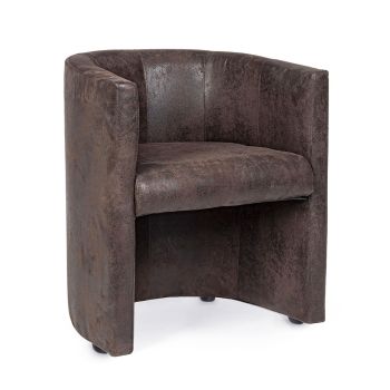 Classic Armchair in Pine Wood and 2 Colors Nabuk Upholstery - Bahli