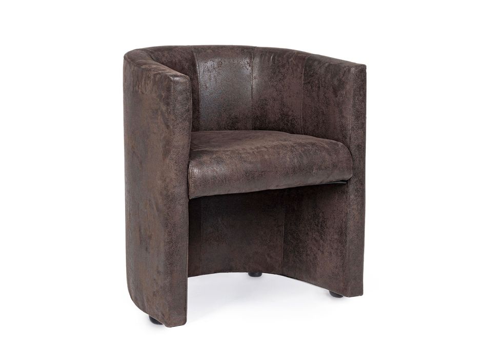 Classic Armchair in Pine Wood and 2 Colors Nabuk Upholstery - Bahli