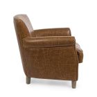 Classic Armchair in Oak Wood and Brown Eco-leather Homemotion - Vegas Viadurini