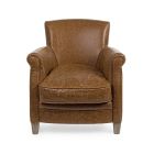 Classic Armchair in Oak Wood and Brown Eco-leather Homemotion - Vegas Viadurini