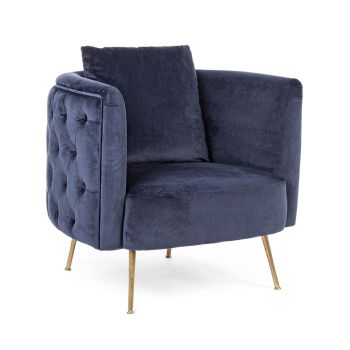 Classic Armchair in Upholstered Wood with Velvet Effect Homemotion - Nichy